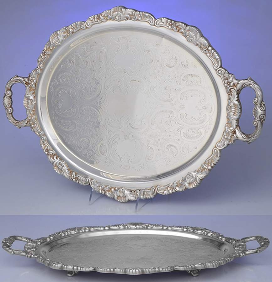 3208 (Silverplate, Hollowware) 16" Waiter Tray by Poole Silver -1