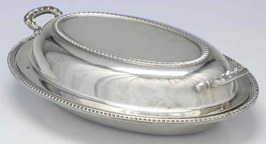 1016 (Silverplate, Hollowware) (2 Pc) 11" Oval Double Vegetable by Poole Silver -1