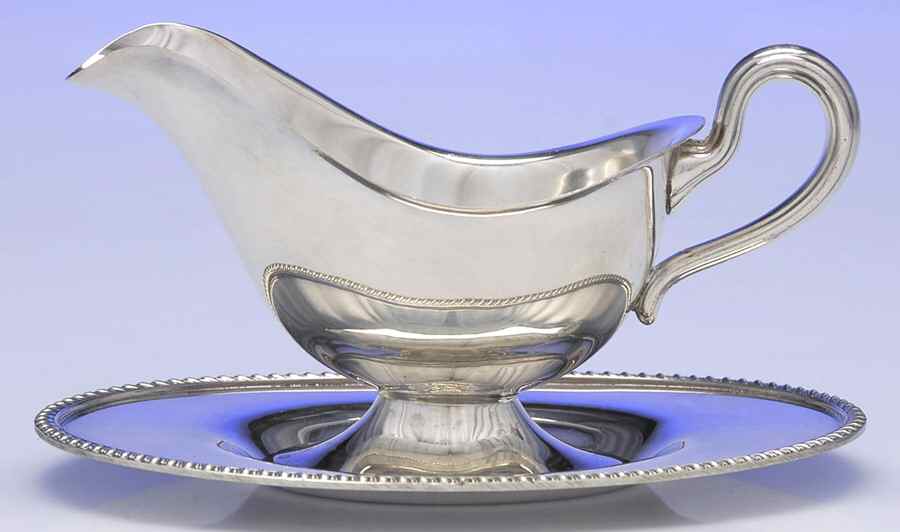 1016 (Silverplate, Hollowware) Plated Gravy Boat & Underplate by Poole Silver -1
