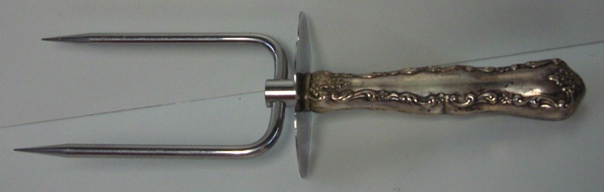 Lancaster Rose (Sterling) Large Joint/Roast Holder Fork by Poole Silver -1