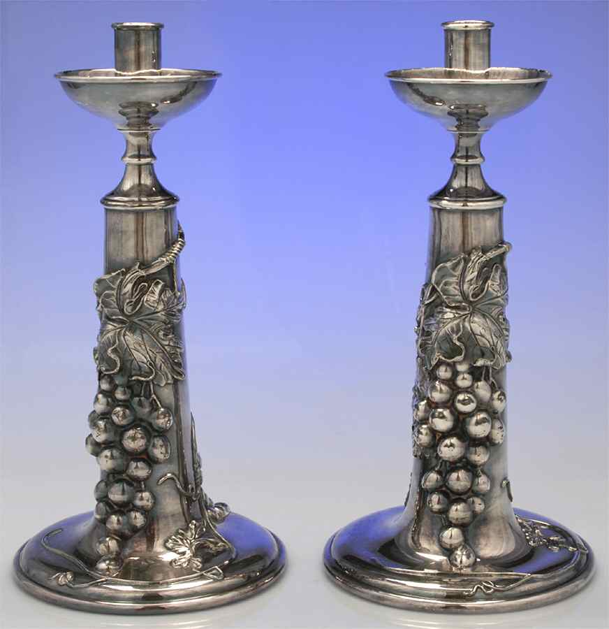 6195 (Silverplate, Hollowware) Pair of 12" Candlesticks by Pairpoint Mfg Co-1