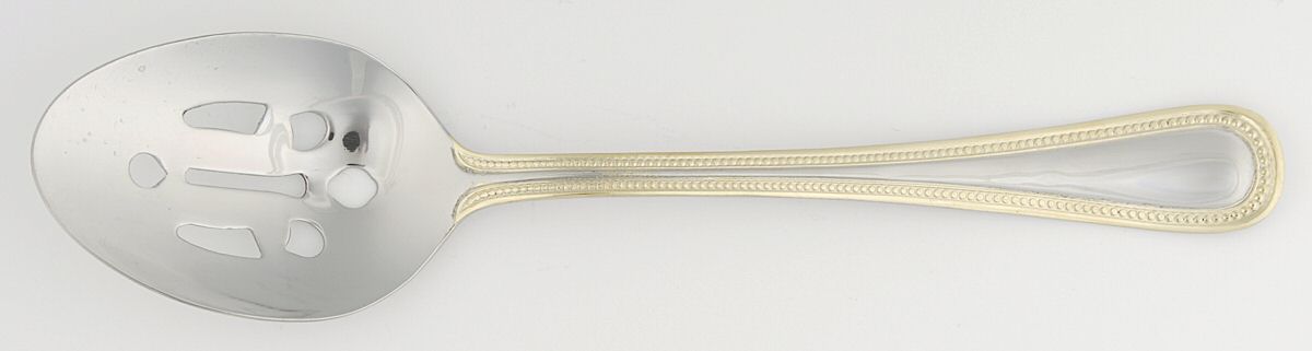 Gold Accent Pearl (Stainless) Pierced Tablespoon (Serving Spoon) by Pfaltzgraff-1