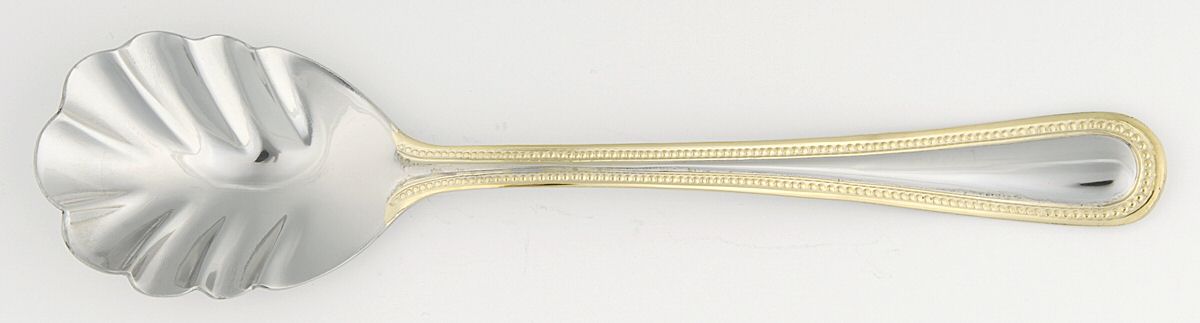Gold Accent Pearl (Stainless) Sugar Shell Spoon by Pfaltzgraff-1