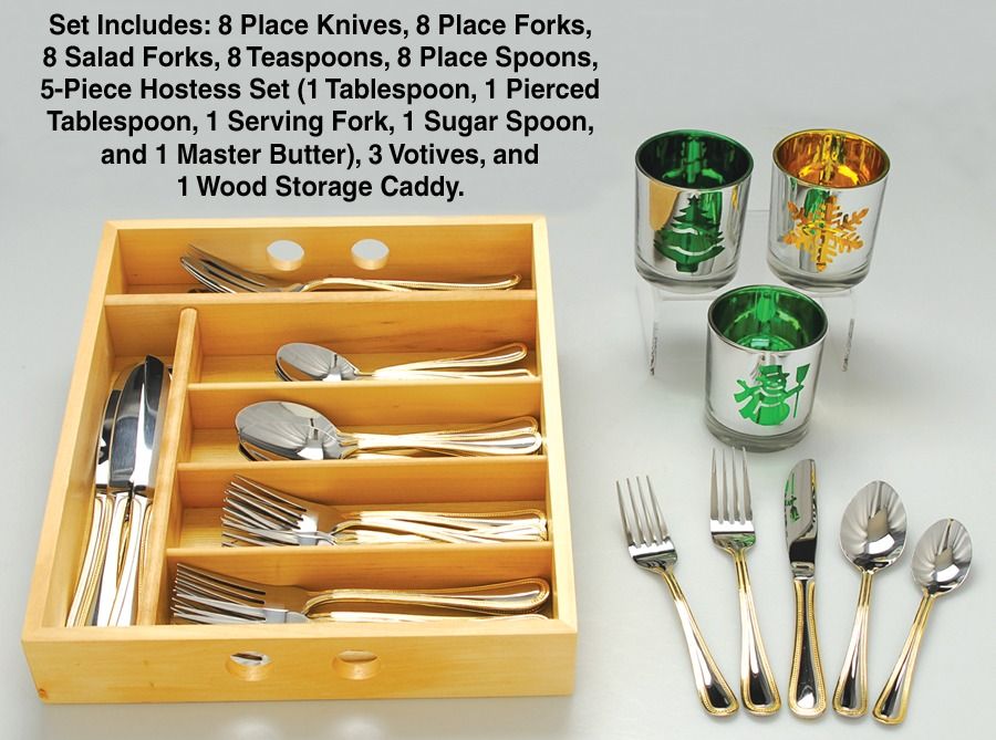 Gold Accent Pearl (Stainless) 48 Piece Set by Pfaltzgraff-1