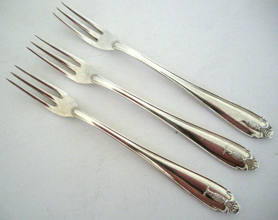 Lotus (Silverplate) Cocktail/Seafood Fork by Prima Silver (Sweden)-1
