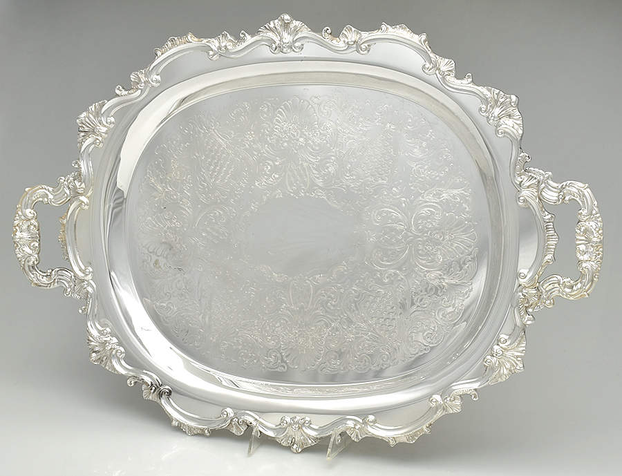 141 (Silverplate, Hollowware) Large Silverplate Waiter Tray by Poole Silver -1