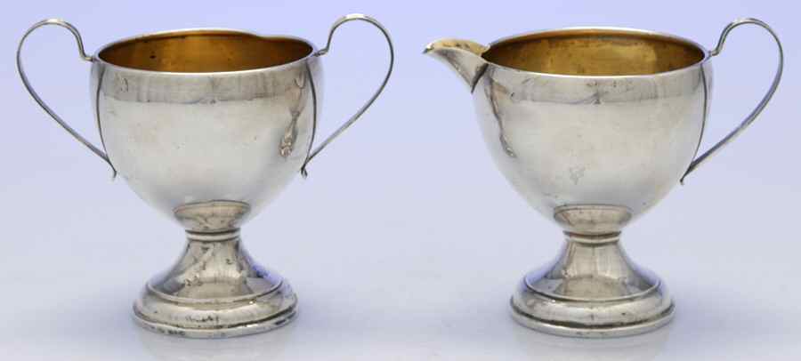 172 (Sterling, Hollowware) Creamer & Open Sugar Set by Poole Silver -1