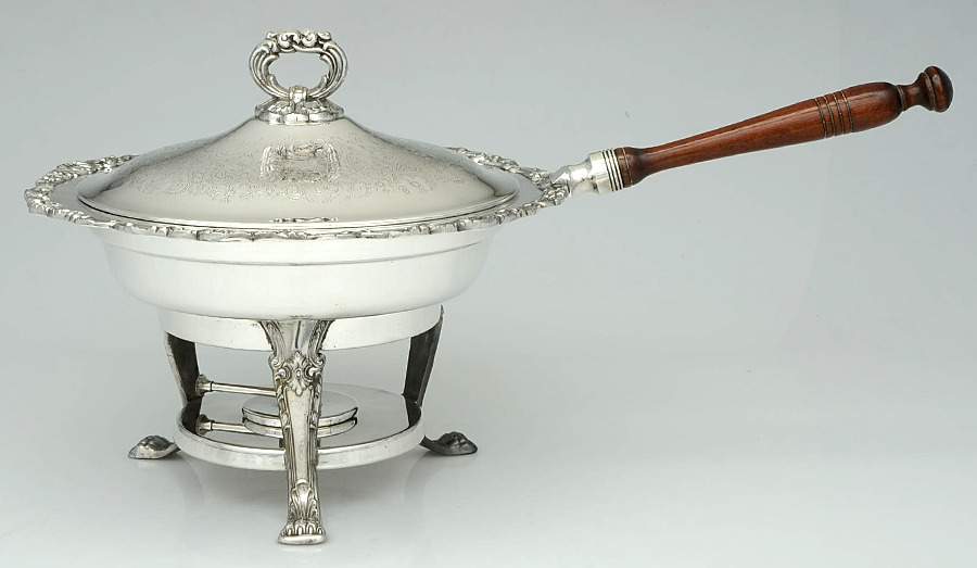118 (Silverplate, Hollowware) Chafing Dish W/Lid, Burner & Stand by Poole Silver -1