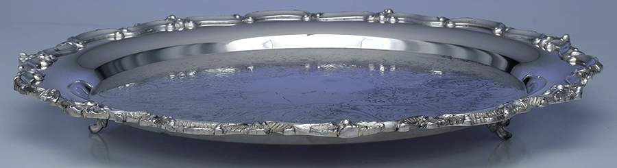 118 (Silverplate, Hollowware) 16" Footed Round Tray by Poole Silver -1