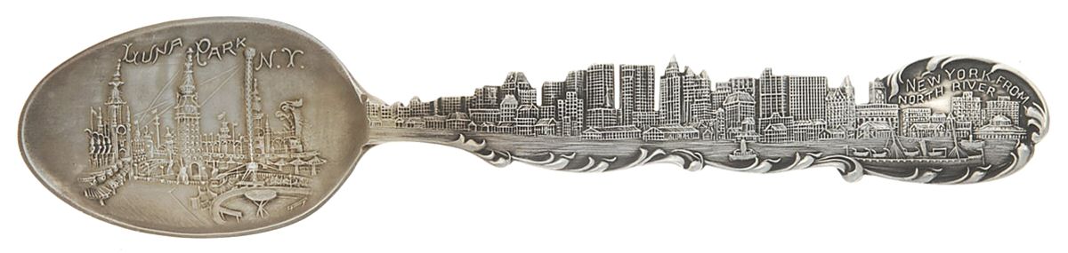 States & Cities Souvenir Spoons(Sterling) New York Teaspoon by Paye & Baker Mfg Co-1