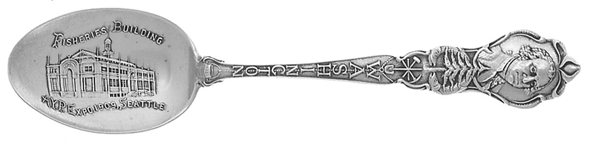 States & Cities Souvenir Spoons(Sterling) Washington State Teaspoon by Paye & Baker Mfg Co-1