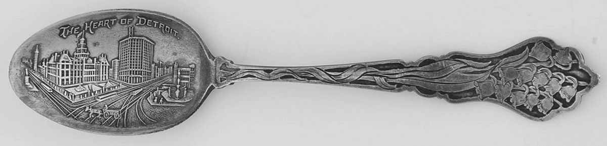 States & Cities Souvenir Spoons(Sterling) Michigan Five O'Clock Spoon by Paye & Baker Mfg Co-1