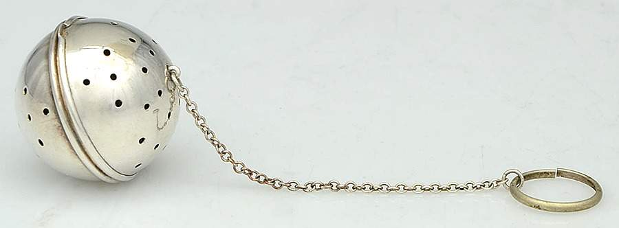 Silverplate Hollowware Tea Ball with Chain by Paye & Baker Mfg Co-1