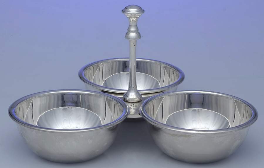 Chancellor (Aluminum, Hollowware) 3 Section Nut Serving Bowl by Pottery Barn-1
