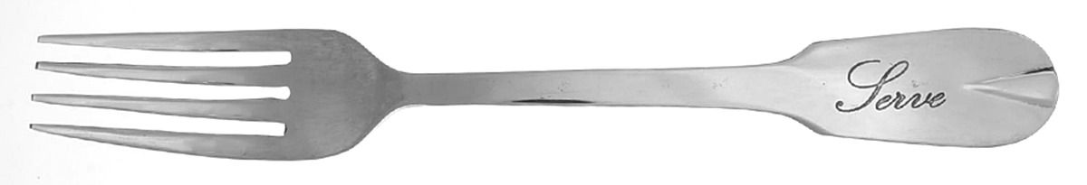 Antique Silver (Silverplate) Large Solid Cold Meat Serving Fork by Pottery Barn-1