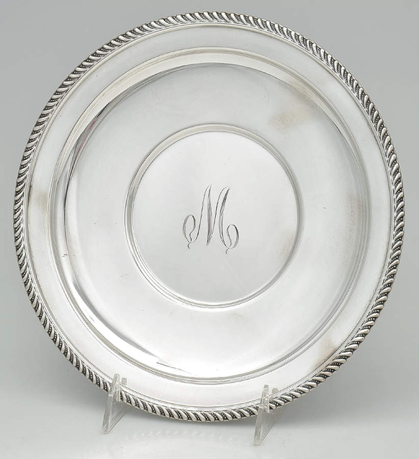 754 (Sterling, Hollowware) 9" Sandwich Plate by Poole Silver -1
