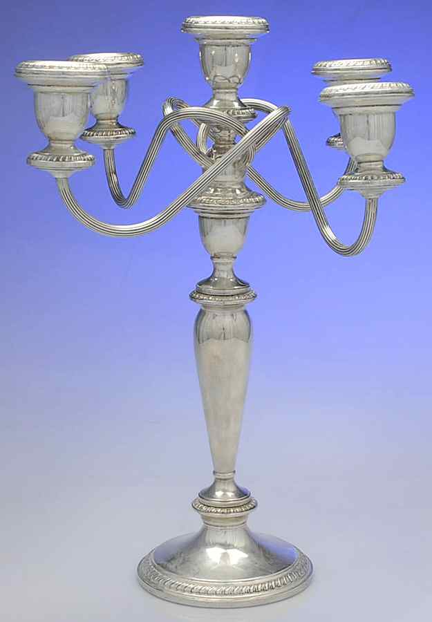 754 (Sterling, Hollowware) Weighted 5 Light Candelabra by Poole Silver -1