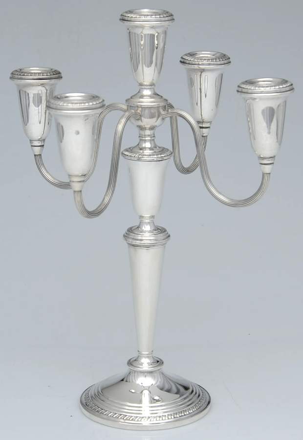 754 (Sterling, Hollowware) Weighted 5 Light Candelabra by Poole Silver -1