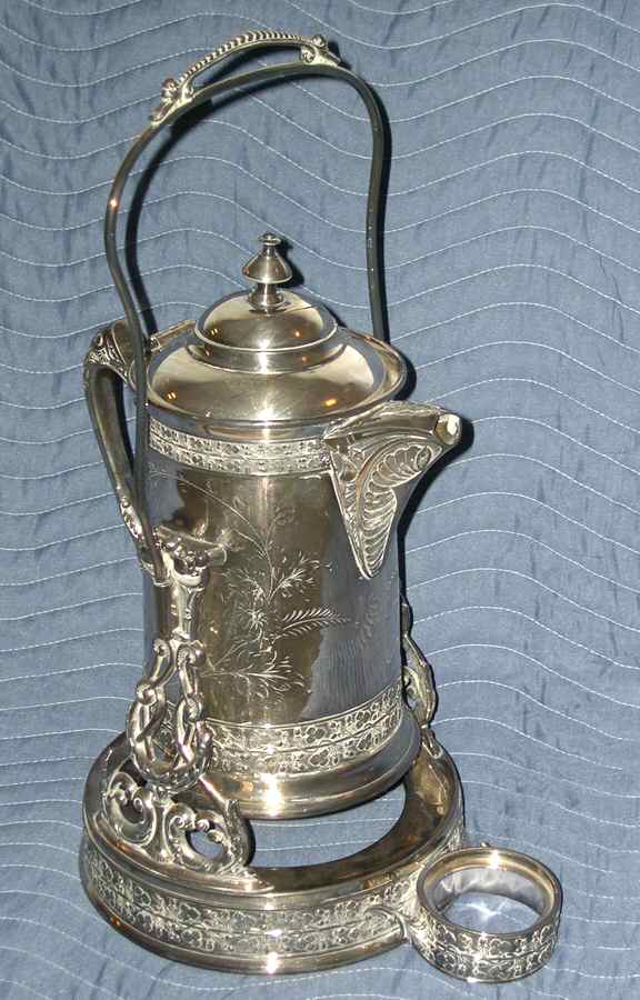 1200 (Silverplate, Hollowware) Pitcher with Hinged Lid and Tilting Stand by Poole Silver -1