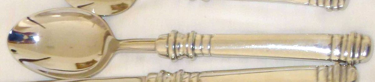 Banded Pewter (Pewter) Place/Oval Soup Spoon by Pierre Deux-1