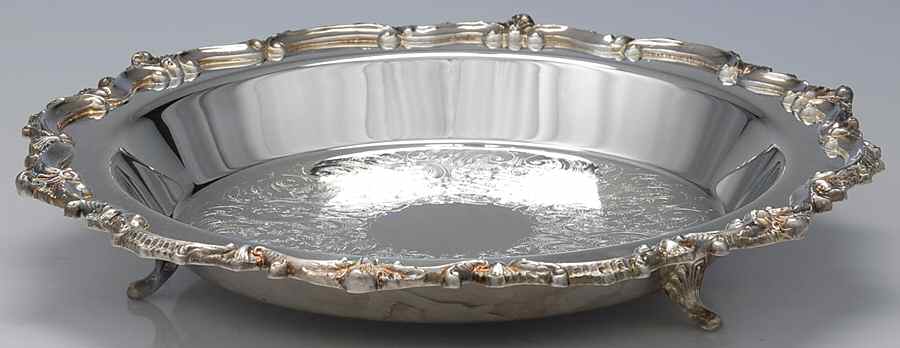 138 (Silverplate, Hollowware) 13" Round Footed Tray by Poole Silver -1