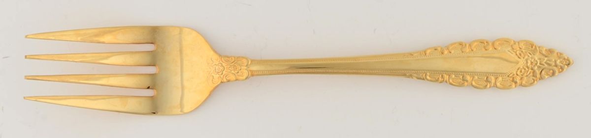 Medici (Gold Electroplate) Medium Solid Cold Meat Serving Fork by Present-1