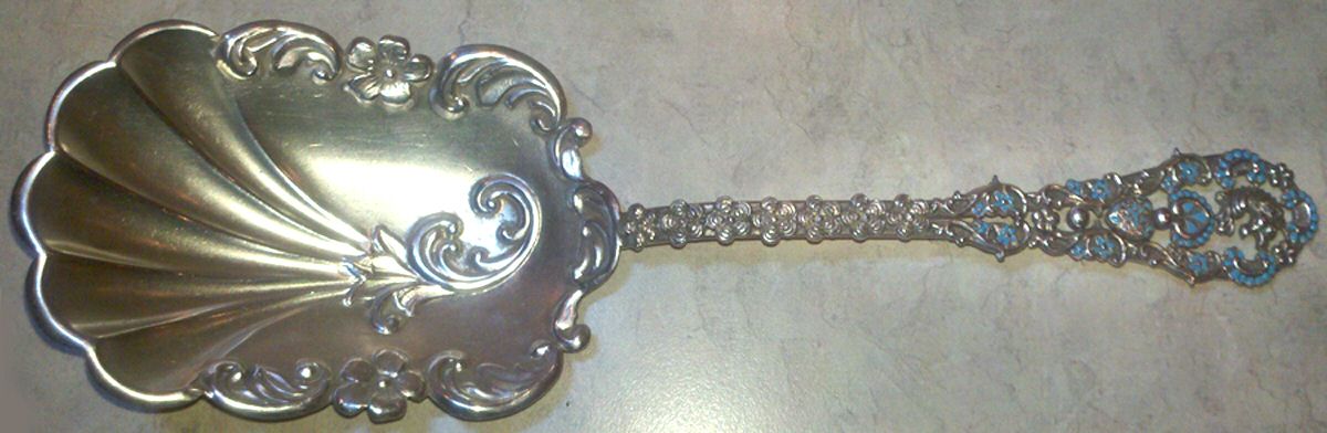 PLB13 (Sterling) Large Solid Berry/Casserole Spoon (Enamel) by Palmer & Bachelder-1