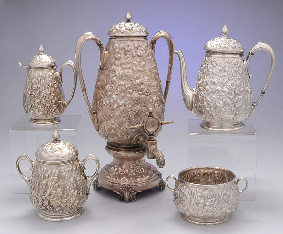 326 (Sterling, Hollowware) 5 Piece Coffee Set (SACUS,SWB,SSU,CRHL & 2SCP) by Peter L. Krider-1