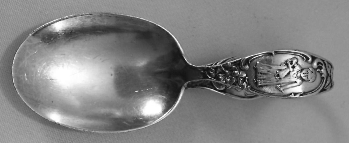 Nursery Rhyme (Sterling) Curved Handle Baby Spoon by Paye & Baker Mfg Co-1