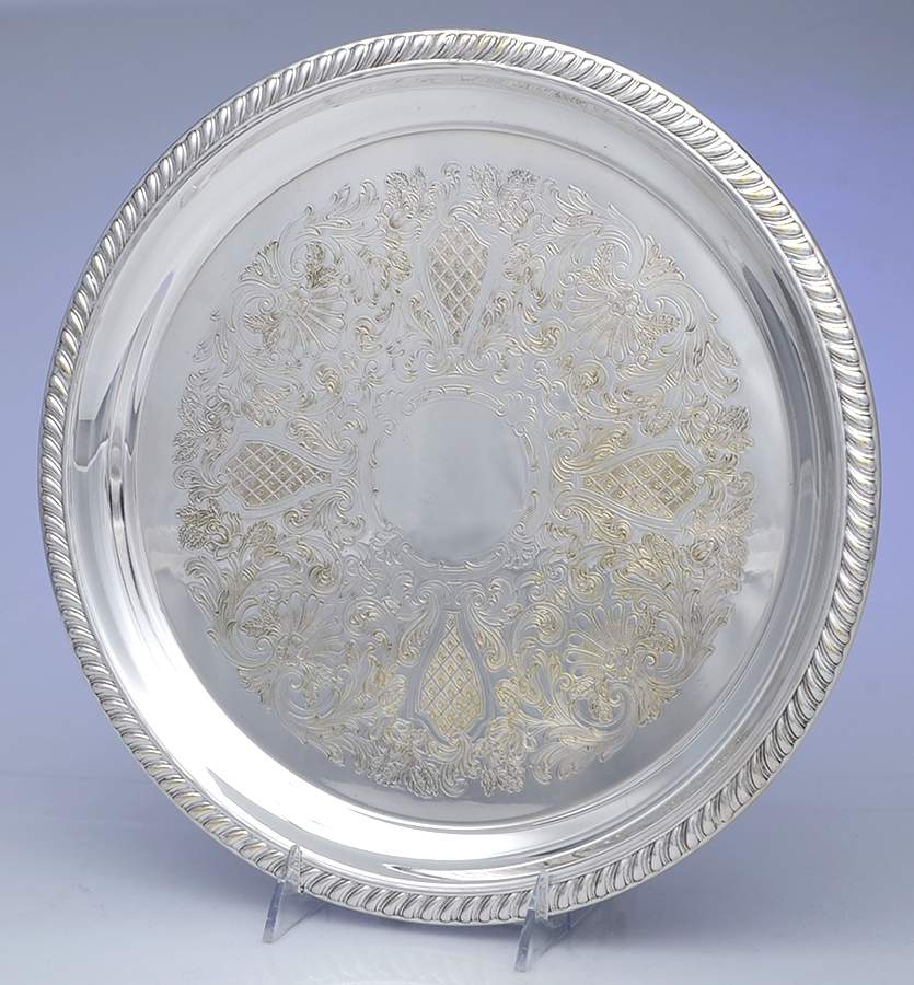P762 (Silverplate, Hollowware) 12" Round Tray by Pilgrim Silver-1