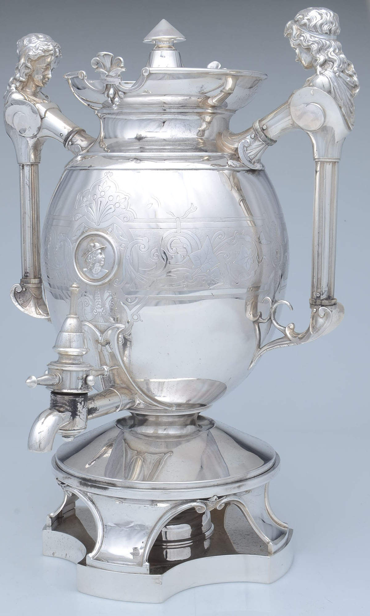 255 (Coin, Hollowware) Samovar with attached Stand and Burner by Peter L. Krider-1