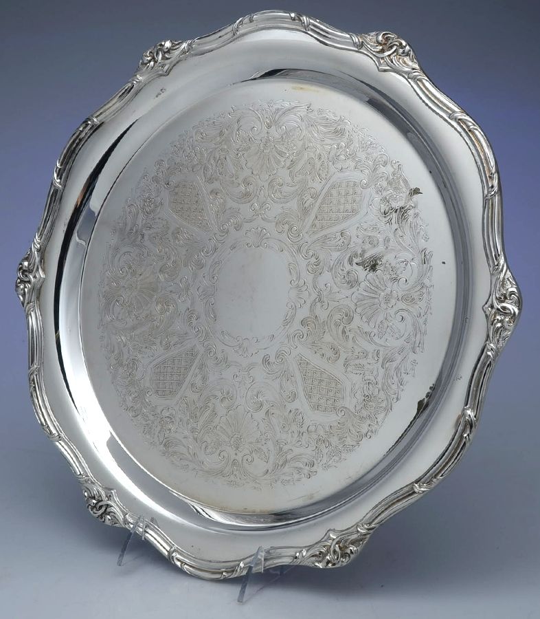 P762 (Silverplate, Hollowware) 14" Round Tray by Pilgrim Silver-1