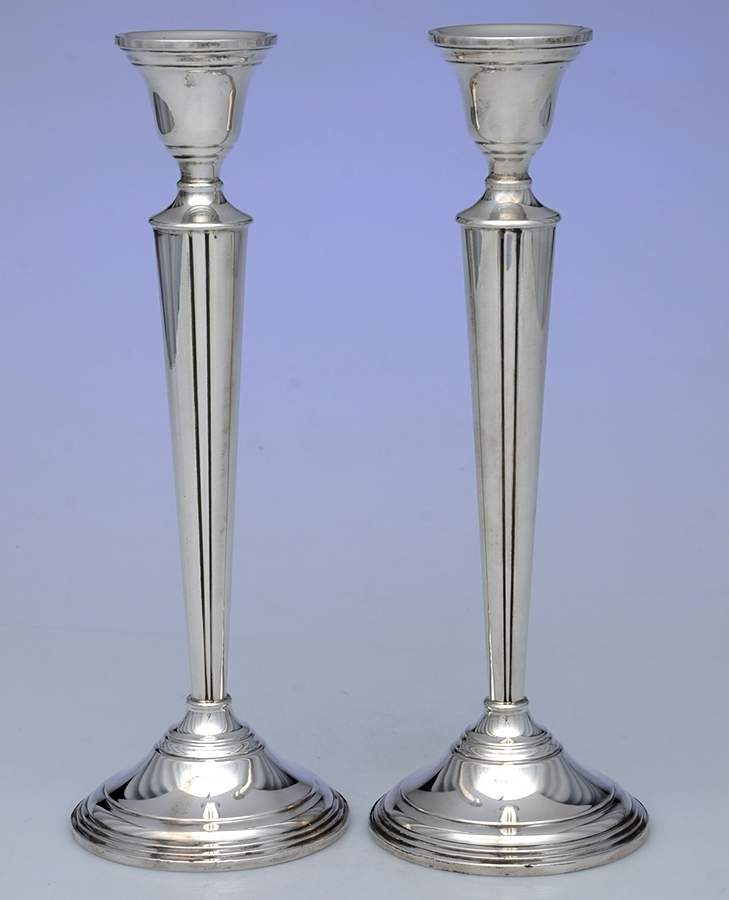 745 (Sterling.Hollowware) Pair of Weighted Candlesticks by Preisner-1