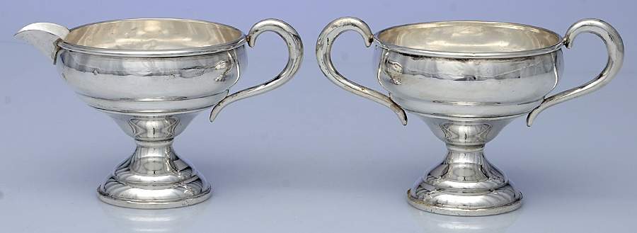 803 (Sterling, Hollowware) Weighted Mini Creamer and Open Sugar by Preisner-1