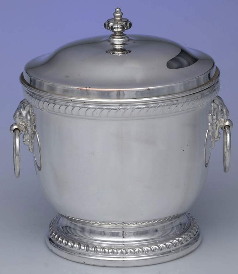 3700 (Silverplate, Hollowware) Ice Bucket & Glass Liner by Poole Silver -1