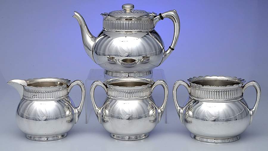 313 (Silverplate, Hollowware) 4 Piece Tea Set  (PTP, PCR, PSUO, PWB) by Pairpoint Mfg Co-1
