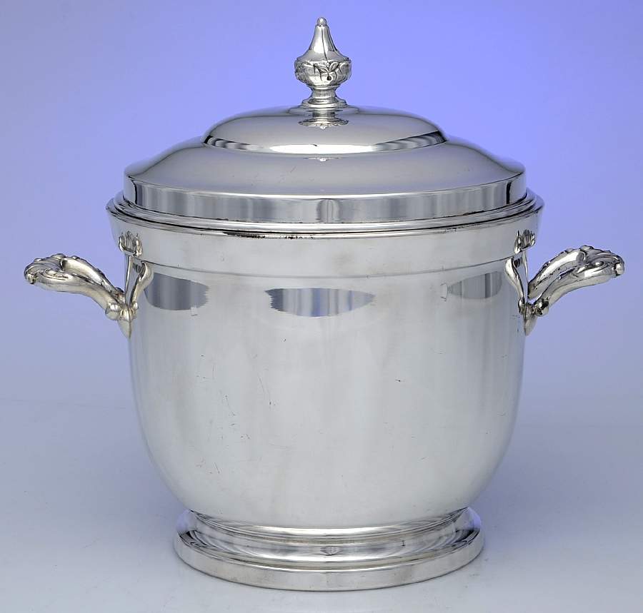 55 (Sterling, Hollowware) Ice Bucket & Glass Liner by Poole Silver -1
