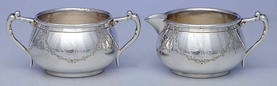2718 (Silverplate, Hollowware) Creamer & Open Sugar Set by Poole Silver -1