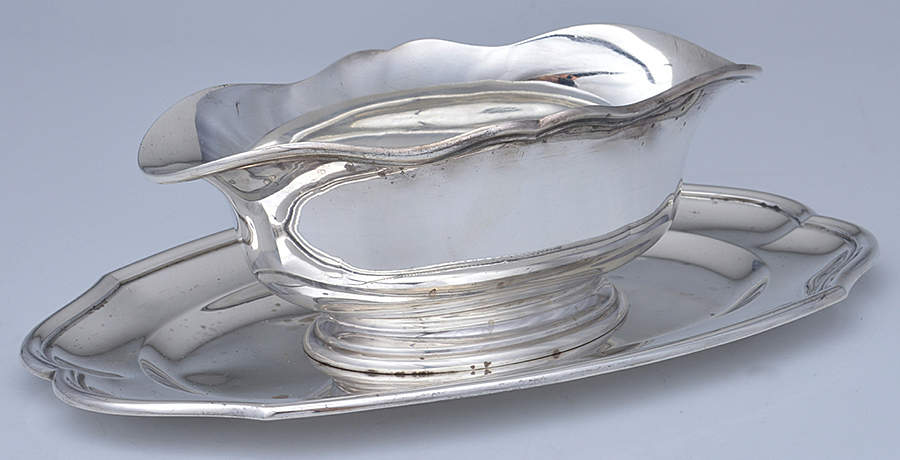 Sterling Hollowware Sterling Gravy Boat with Attached Underplate by Puiforcat-1