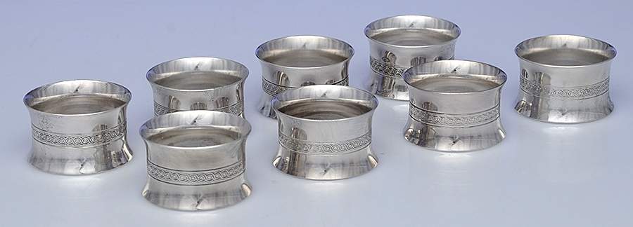 Silverplate Hollowware Napkin Ring - Set of 8 by Puiforcat-1