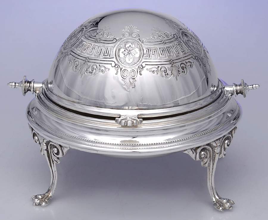 8579 (Silverplate, Hollowware) Round Roll Top Butter No Glass Liner by Pinder Brothers-1