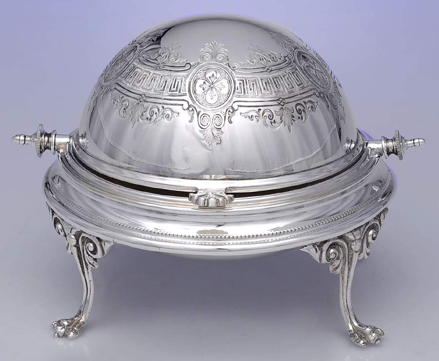 Silverplate Hollowware Round Roll Top Butter No Glass Liner by Pinder Brothers-1