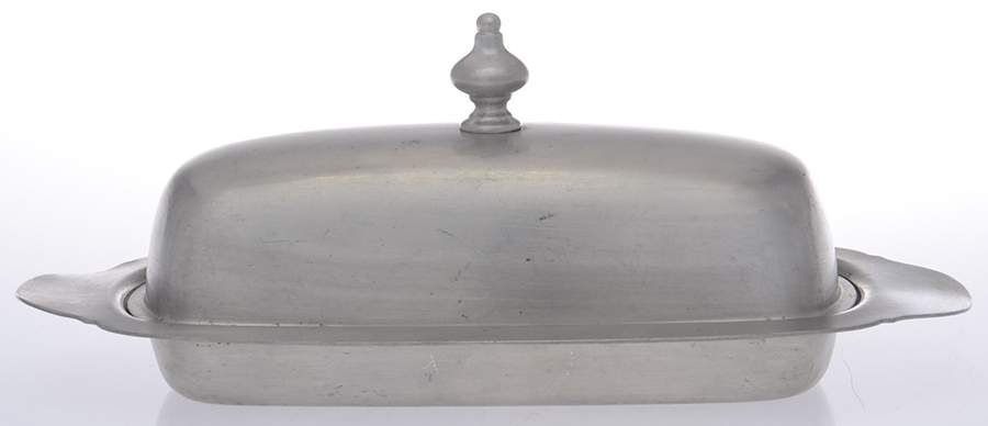 2187 (Pewter, Hollowware) 1/4 Pound Covered Butter Dish by Poole Silver -1