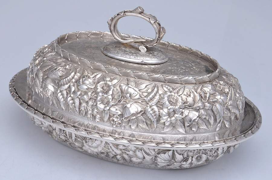 PKD9 (Sterling, Hollowware) (2 Pc) 11" Oval Double Vegetable by Peter L. Krider-1