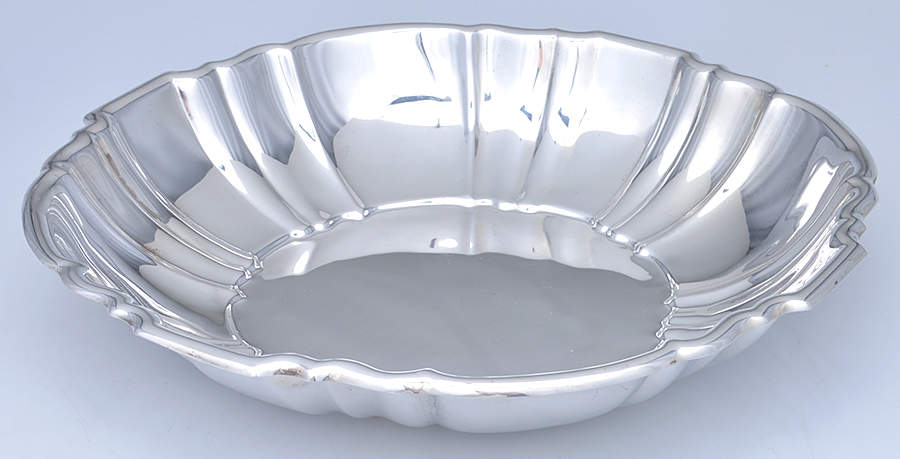 Old English-Plain (Sterling, Hlwr) 12" Round Flat Centerpiece by Poole Silver -1