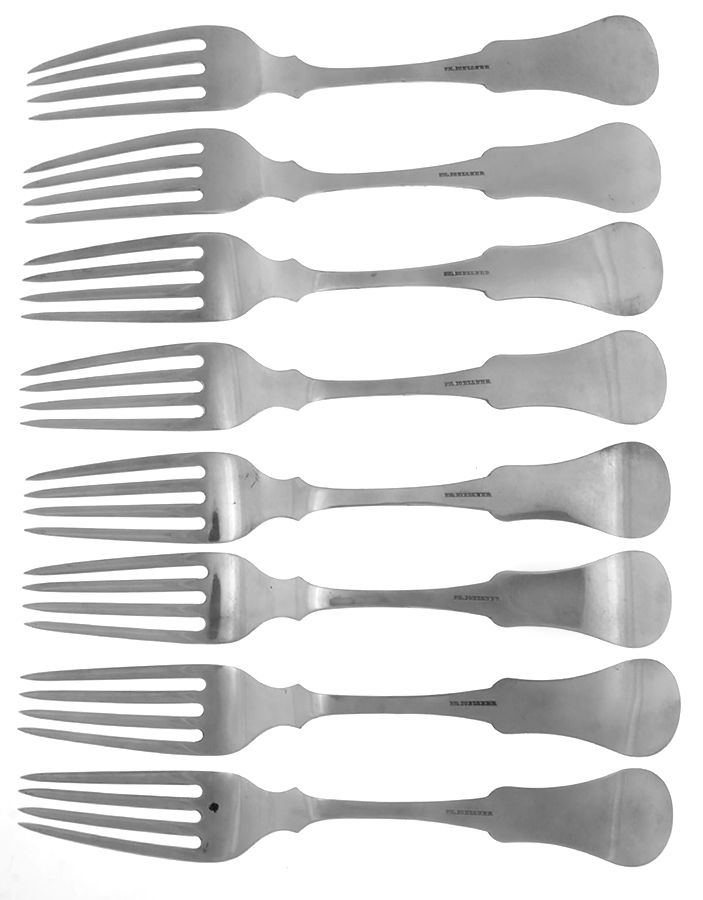 Coin Silver Flatware Fork - Set of 8 by Ph Zoellner-2