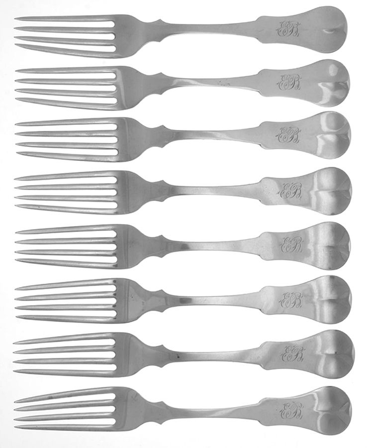 Coin Silver Flatware Fork - Set of 8 by Ph Zoellner-1