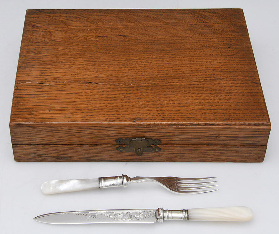 PEH2 (Silverplate) Fruit Set-6 Forks & 6 Knifes w/Case by Pearl Handle-4