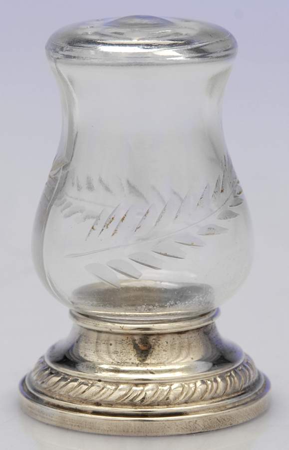 703 (Sterling, Hollowware) Crystal Salt Shaker w/Sterling Base by Quaker Silver Co Inc-1