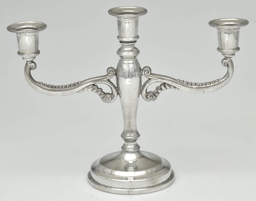 QAP1 (Pewter, Hollowware) 8" 3 Light Candelabra by Queen's Art Pewter-1